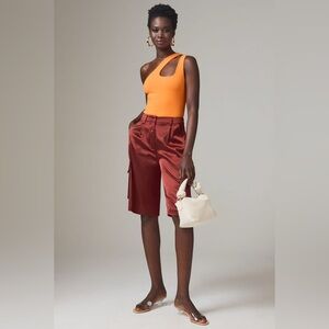 Anthropologie Hutch Copper/Rust/Brown Silky Long Utility Shorts Size Medium